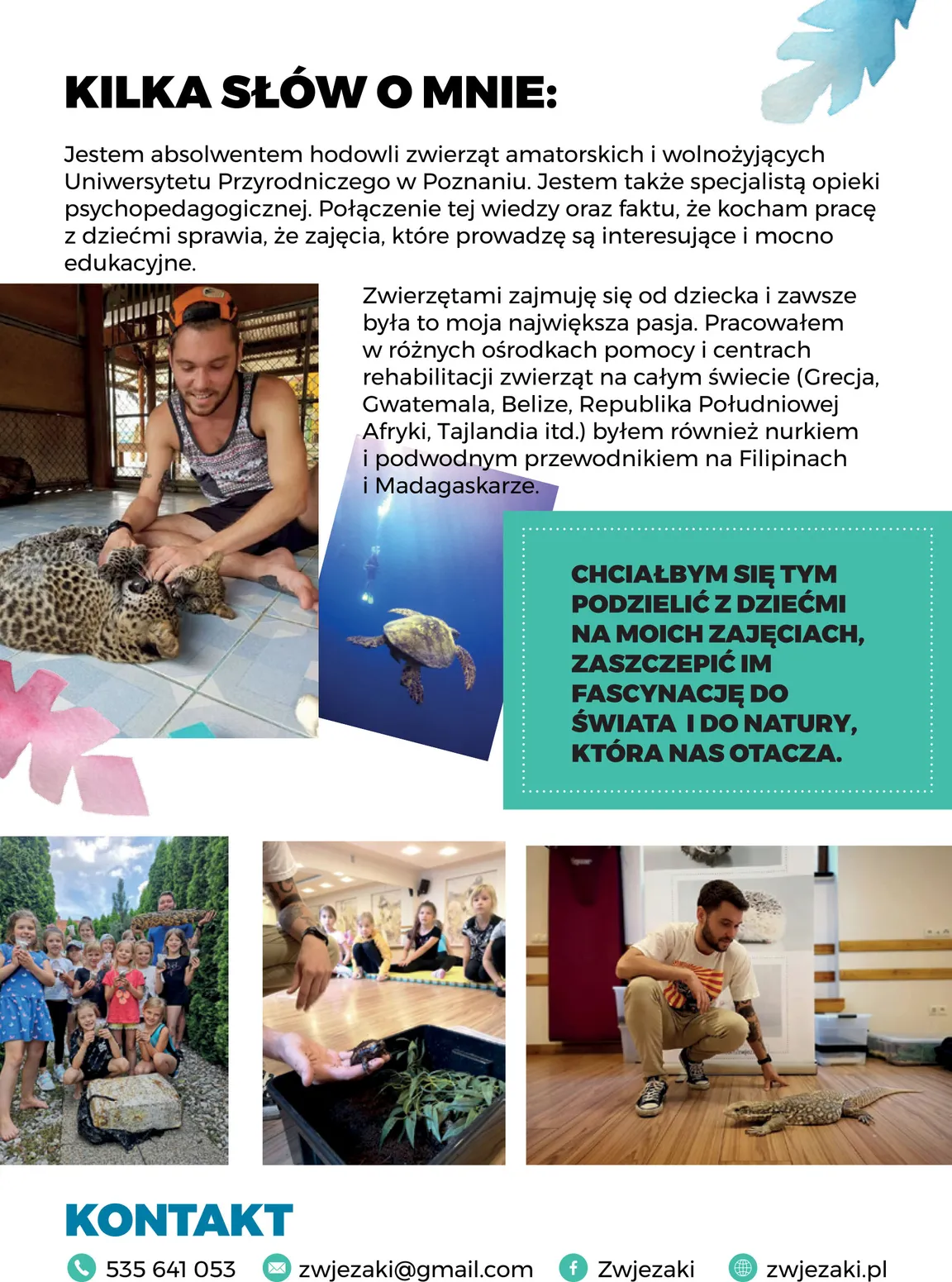 Zwjeżaki i Pan Przygoda- zajęcia ze zwierzętami, warsztaty dla dzieci, animacje urodzinowe.